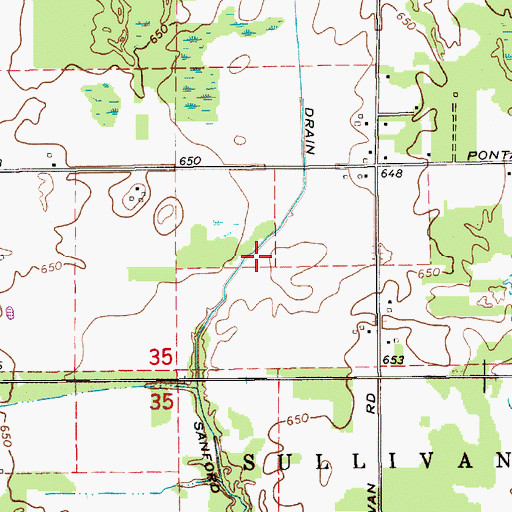 Topographic Map of Sanford Drain, MI