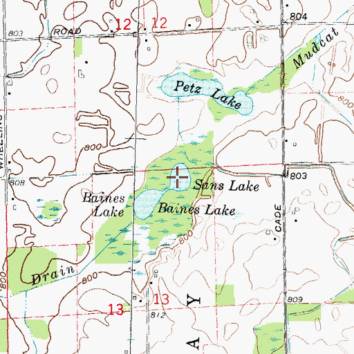 Topographic Map of Sans Lake, MI