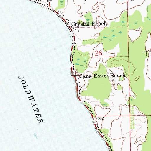 Topographic Map of Sans Souci Beach, MI