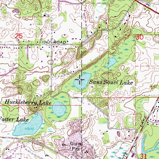 Topographic Map of Sans Souci Lake, MI