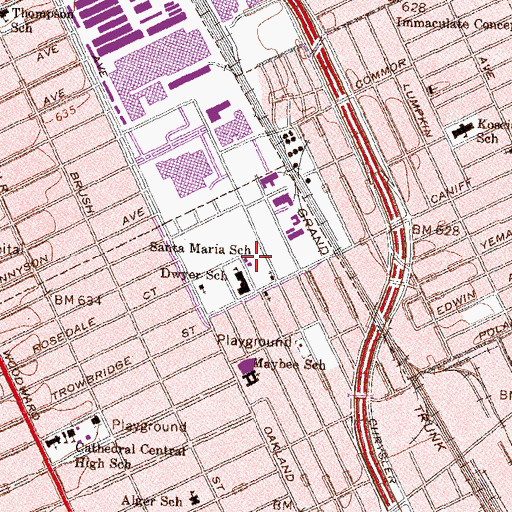 Topographic Map of Santa Maria School, MI
