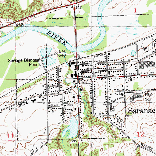 Topographic Map of Saranac, MI