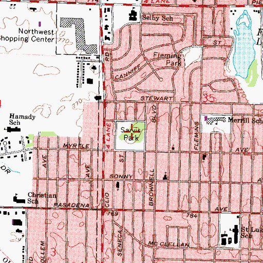Topographic Map of Sarvis Park, MI
