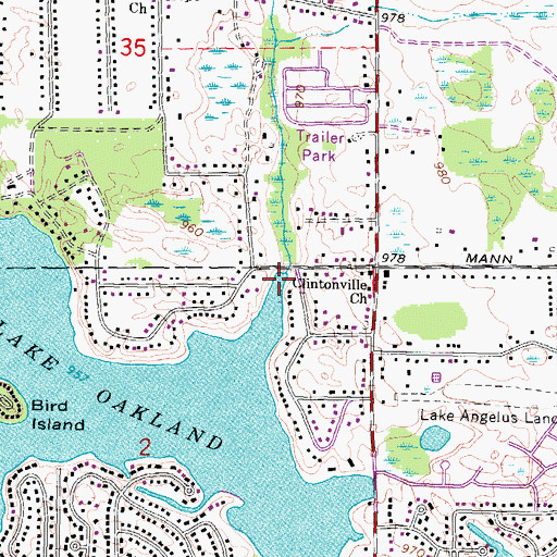 Topographic Map of Sashabaw Creek, MI
