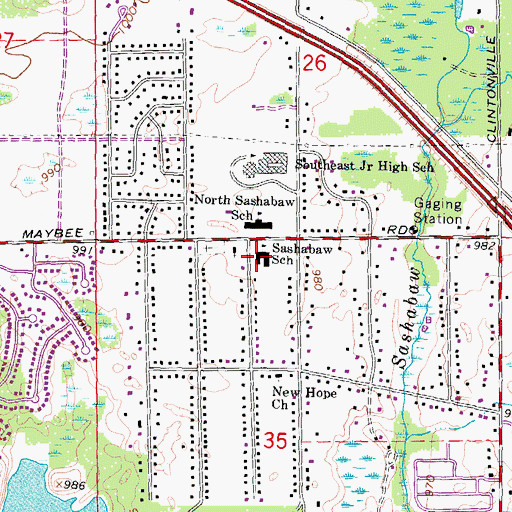 Topographic Map of Sashabaw School, MI
