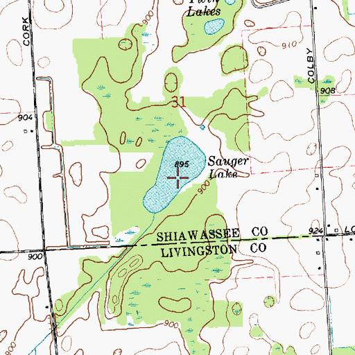 Topographic Map of Sauger Lake, MI