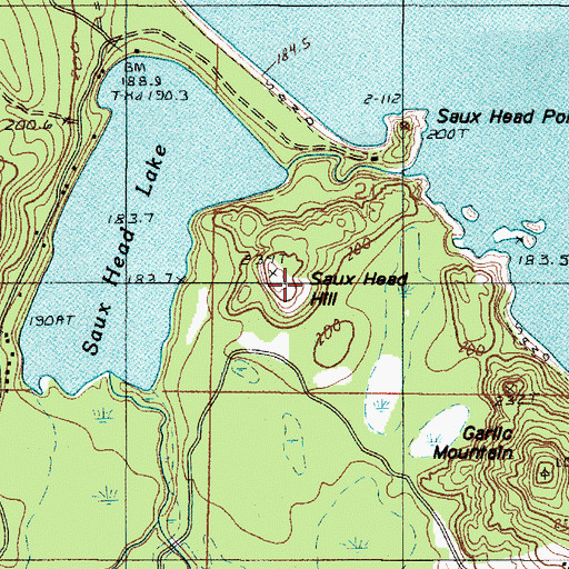Topographic Map of Saux Head Hill, MI