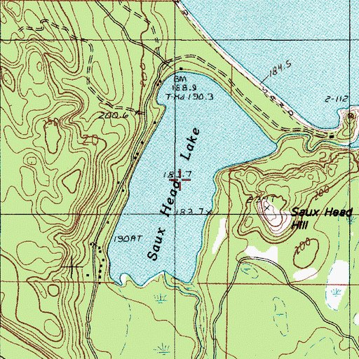 Topographic Map of Saux Head Lake, MI