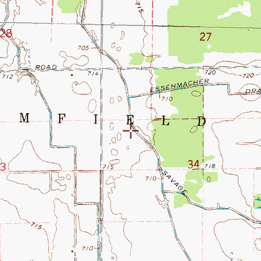 Topographic Map of Savage Drain, MI