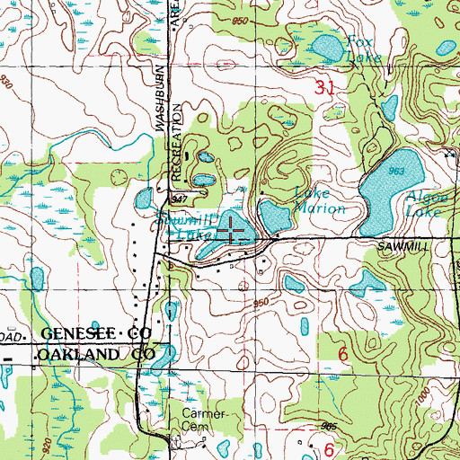 Topographic Map of Sawmill Lake, MI