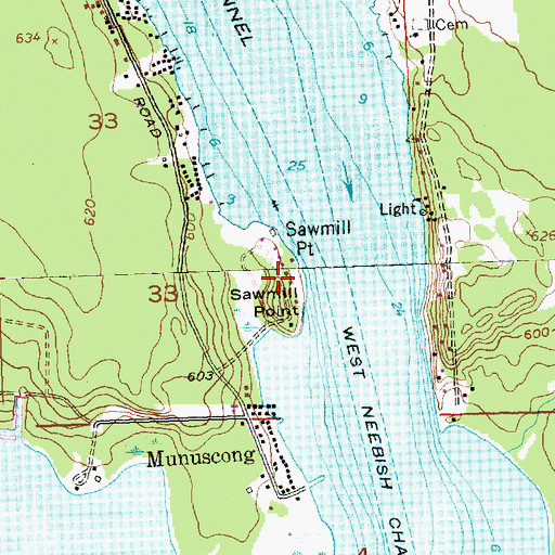Topographic Map of Sawmill Point, MI