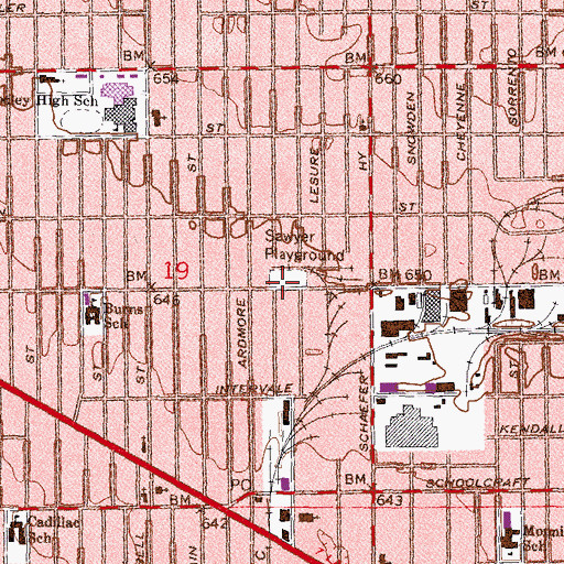 Topographic Map of Sawyer Playground, MI