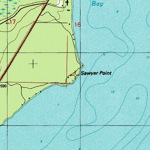 Topographic Map of Sawyer Point, MI