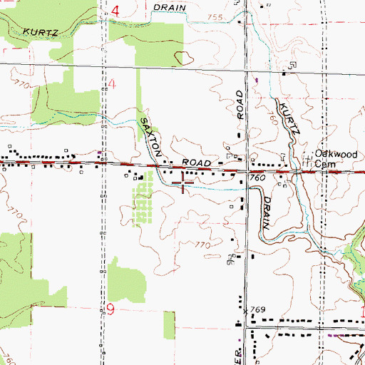 Topographic Map of Saxton Drain, MI