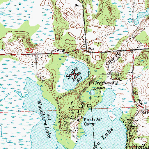 Topographic Map of Sayles Lake, MI