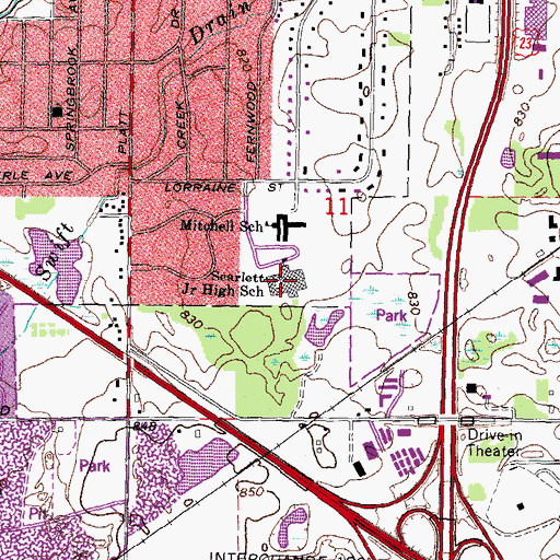 Topographic Map of Scarlett Junior High School, MI