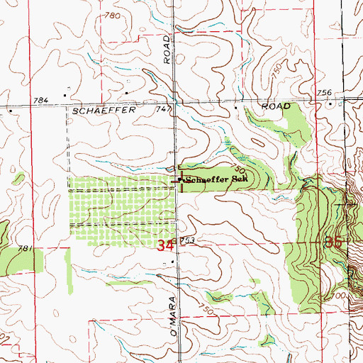 Topographic Map of Schaeffer School, MI