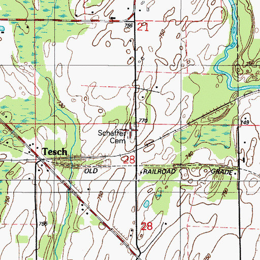 Topographic Map of Schaffer Cemetery, MI