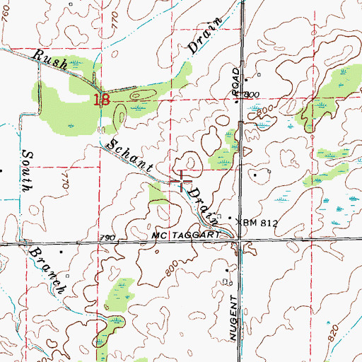 Topographic Map of Schant Drain, MI
