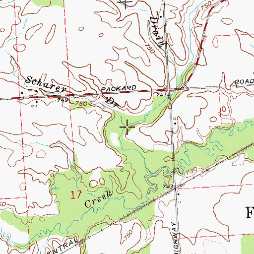 Topographic Map of Scharer Drain, MI