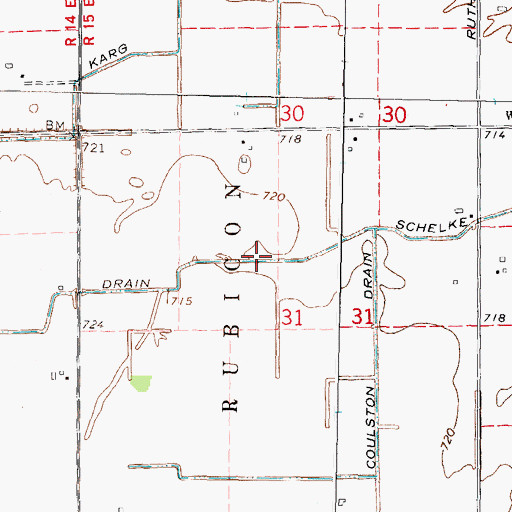 Topographic Map of Schelke Drain, MI