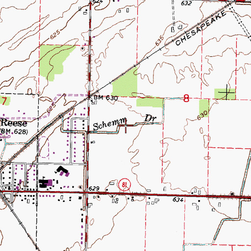 Topographic Map of Schemn Drain, MI
