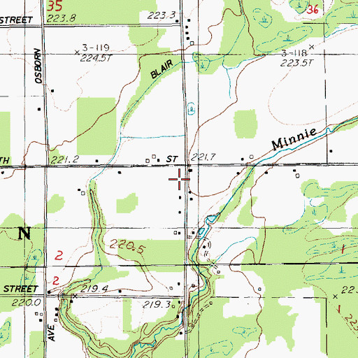 Topographic Map of Schenck School, MI