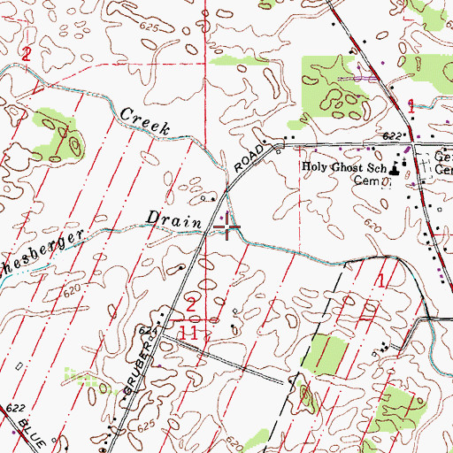 Topographic Map of Schesberger Drain, MI