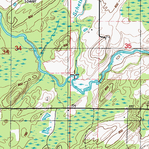 Topographic Map of Schetter Creek, MI