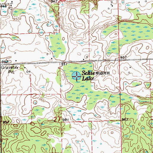 Topographic Map of Schiemann Lake, MI