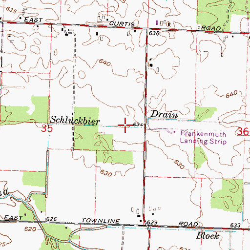 Topographic Map of Schluckbier Drain, MI