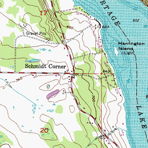Topographic Map of Schmidt Corner, MI