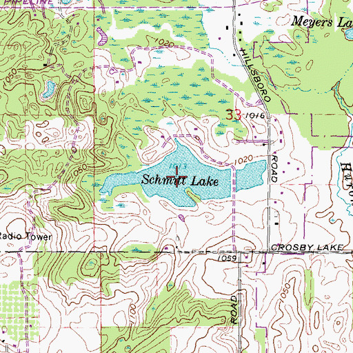 Topographic Map of Schmitt Lake, MI