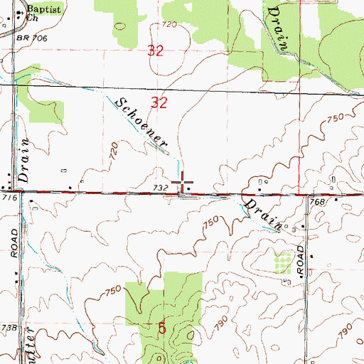 Topographic Map of Schoener Drain, MI