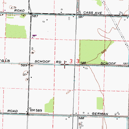 Topographic Map of Schoof Drain, MI