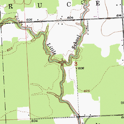 Topographic Map of School Creek, MI