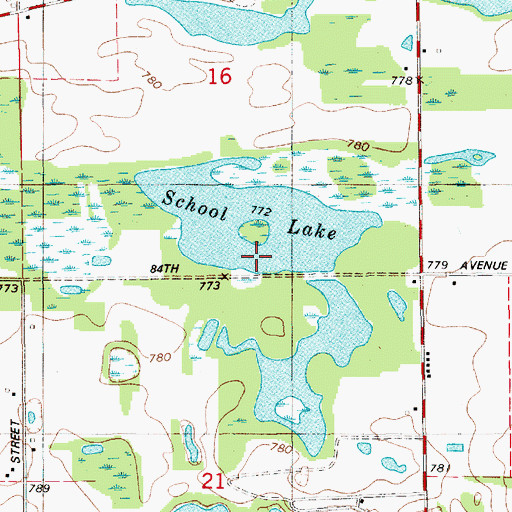 Topographic Map of School Lake, MI