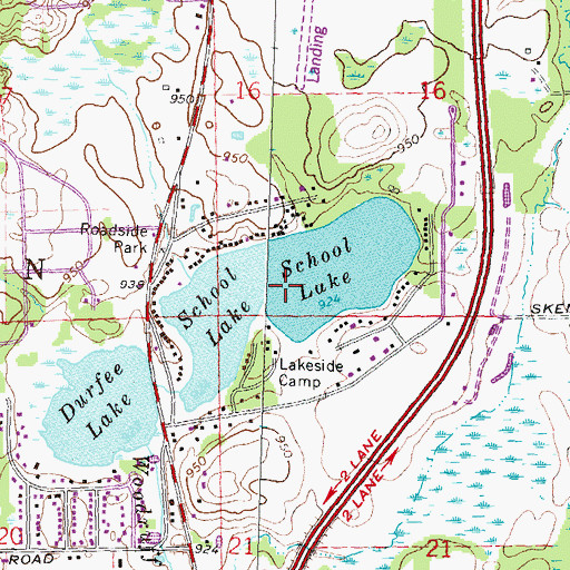 Topographic Map of School Lake, MI
