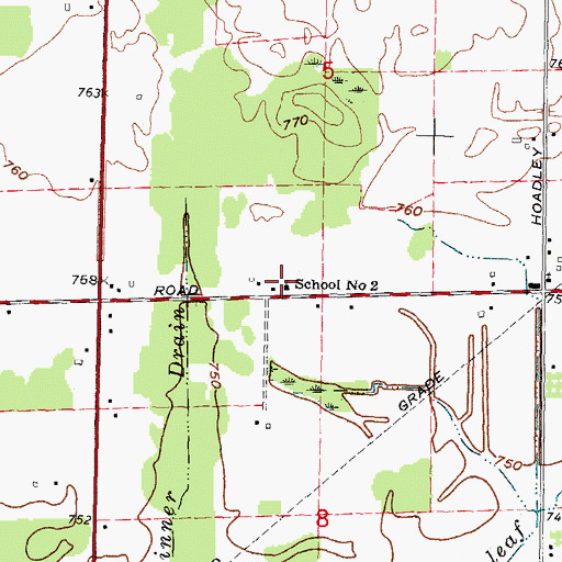 Topographic Map of School Number 2, MI