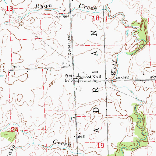 Topographic Map of School Number 2, MI