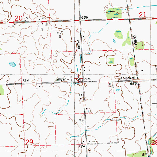 Topographic Map of School Number 4, MI