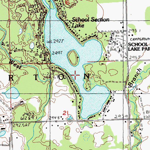 Topographic Map of School Section Lake, MI