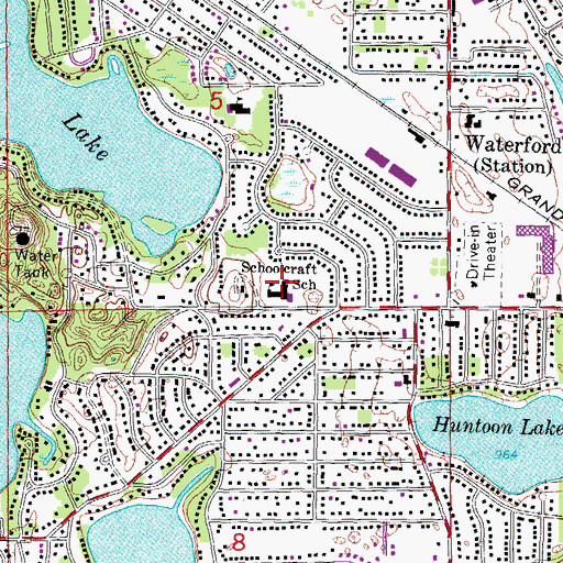 Topographic Map of Schoolcraft School, MI