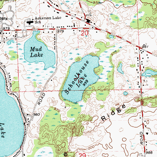 Topographic Map of Schoolhouse Lake, MI