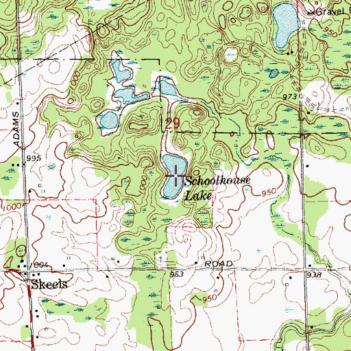Topographic Map of Schoolhouse Lake, MI