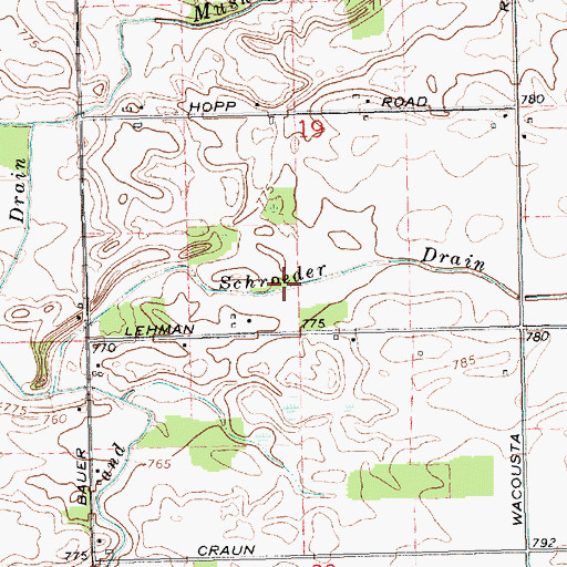 Topographic Map of Schroeder Drain, MI