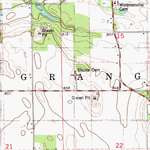 Topographic Map of Schulte Cemetery, MI