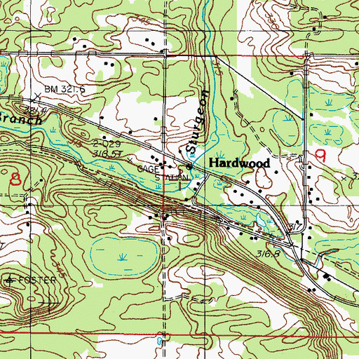 Topographic Map of Schultz Creek, MI