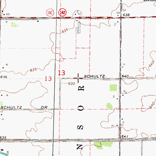 Topographic Map of Schultz Drain, MI