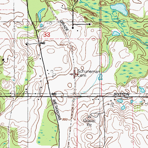 Topographic Map of Schuneman Cemetery, MI